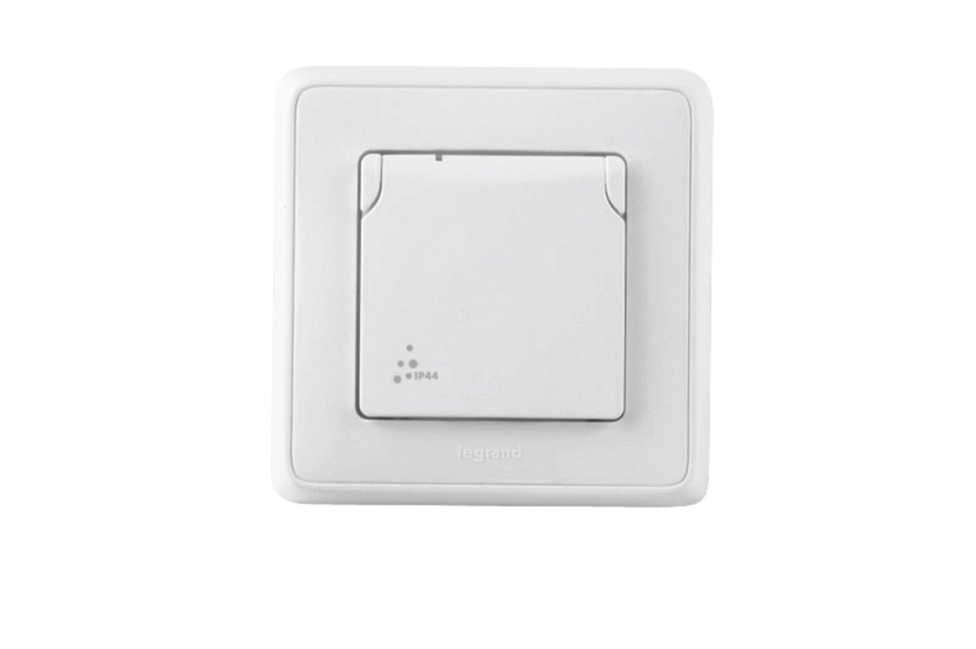 Legrand Cariva biały gniazdo pojedyncze z uziemieniem IP44 z ramką 0