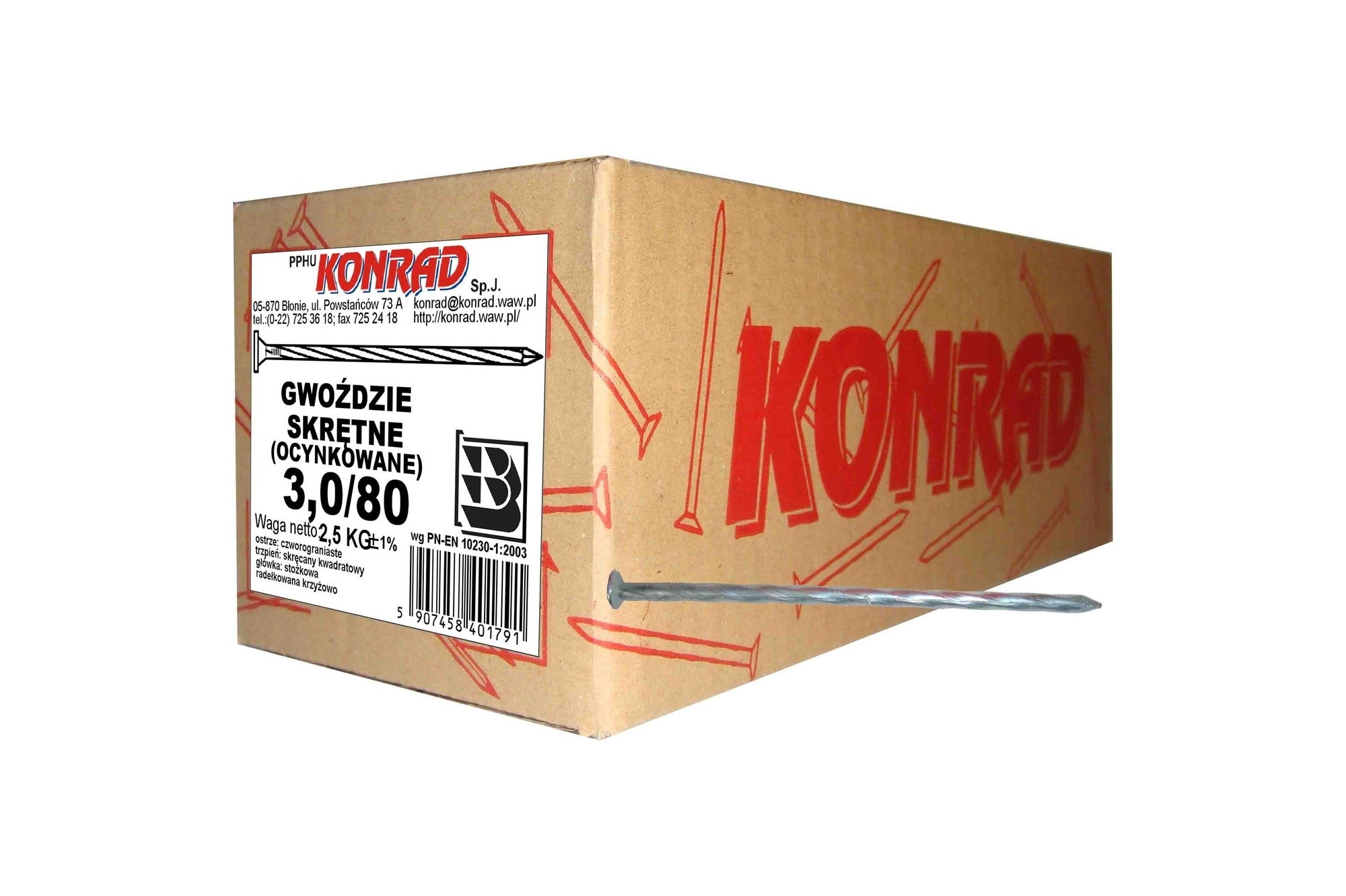 Gwóźdź skrętny 3.0x80 mm (2.5 kg) 0