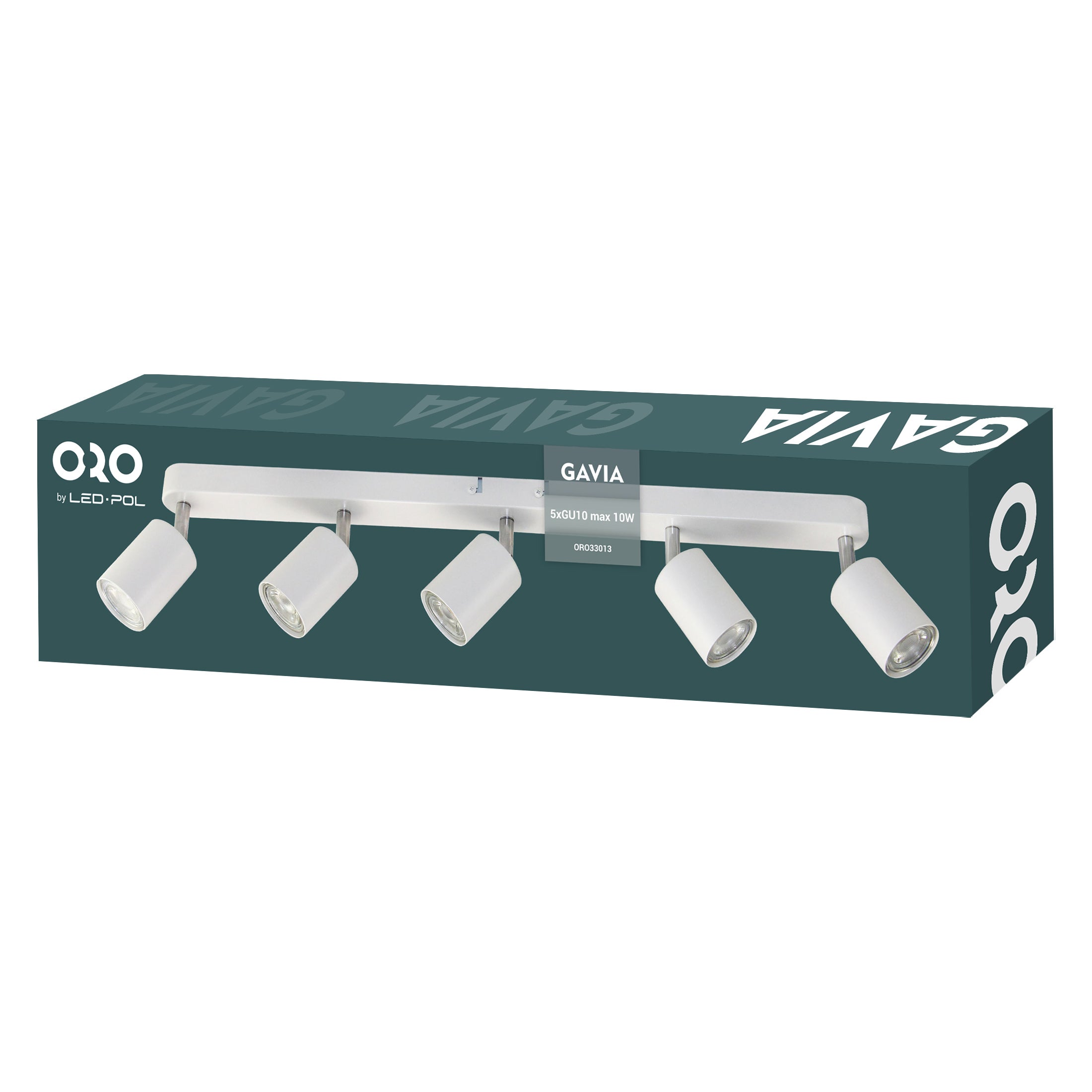 Lampa ścienno-sufitowa GAVIA 5xGU10 kolor biały, listwa, obrotowa 1