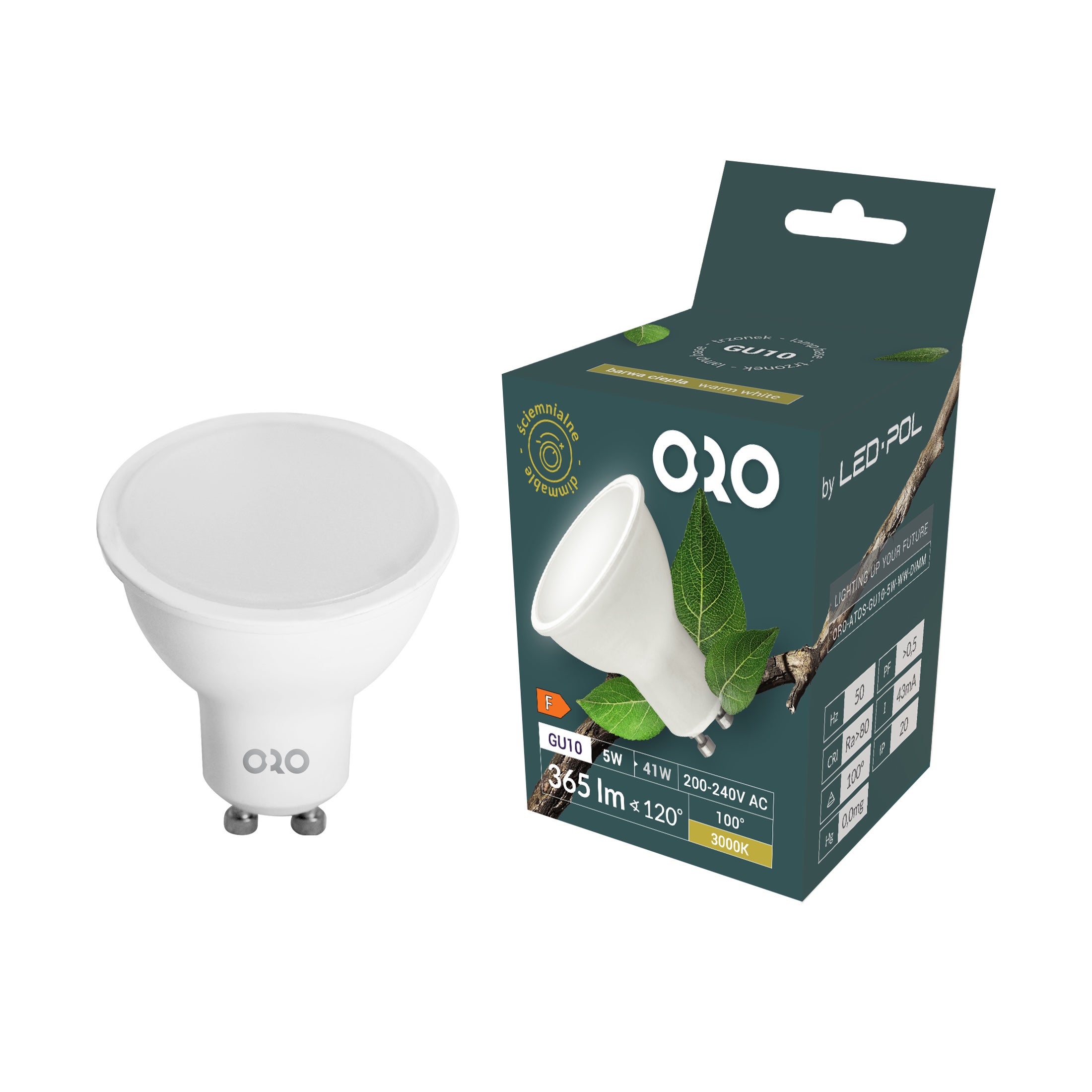 Żarówka LED GU10 5W 365lm 3000K ściemnialna TRIAC 3