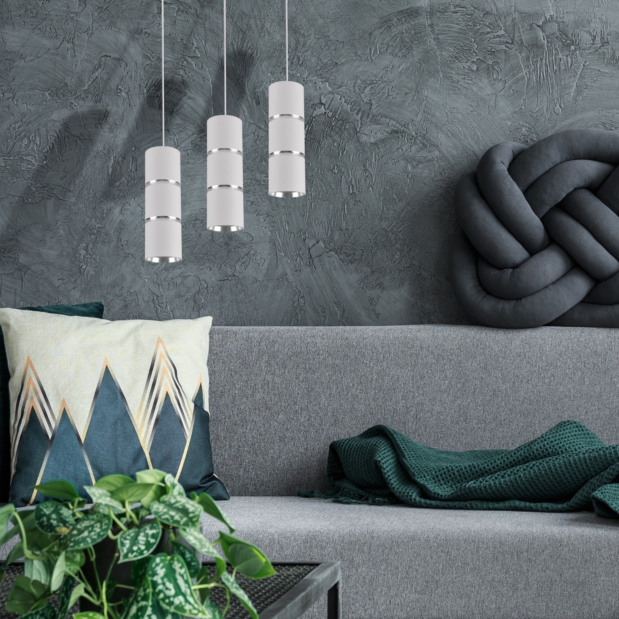 Lampa wisząca BAMBOO 1xGU10, biała, przewód 1m 1