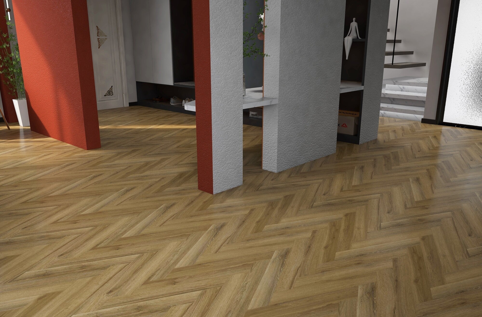 Panel winylowy SPC Dąb Borgo jodełka kl.33 5mm op.1,4884m2 1