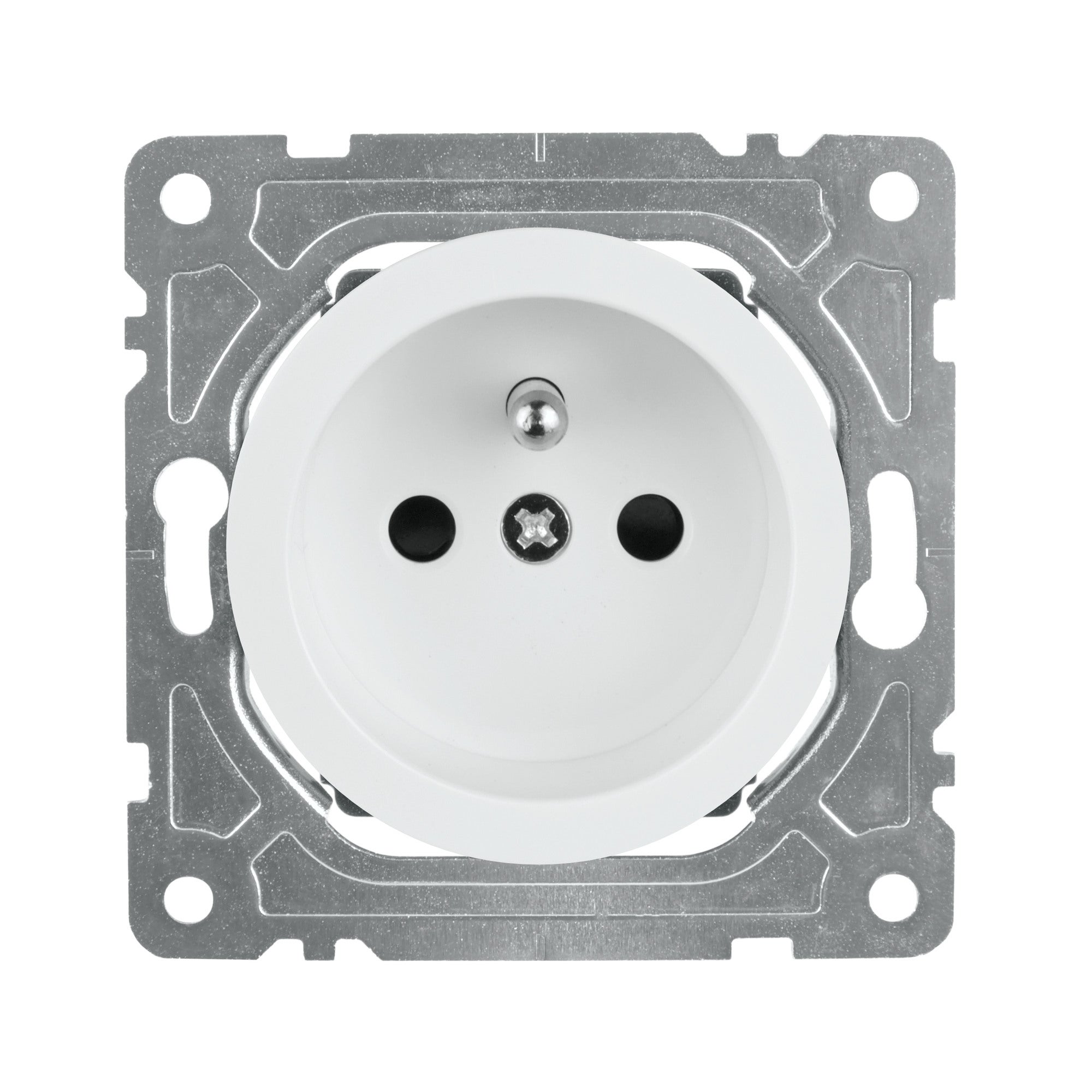 Oval biały gniazdo pojedyncze z uziemieniem