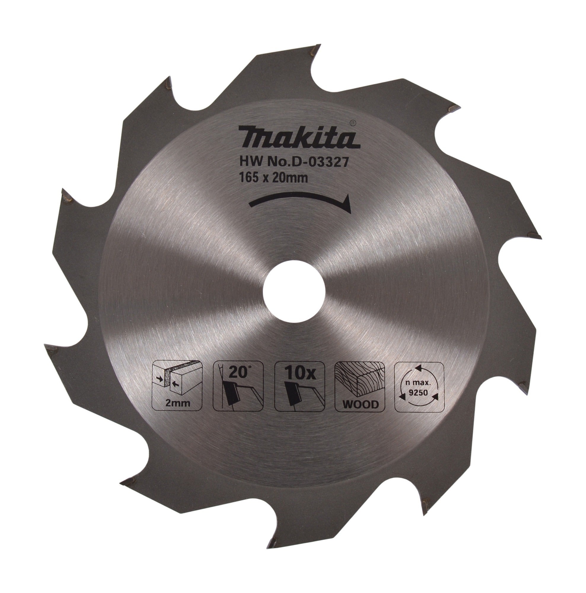 Tarcza tnąca do drewna MAKITA 165x20 mm, 10 zębów