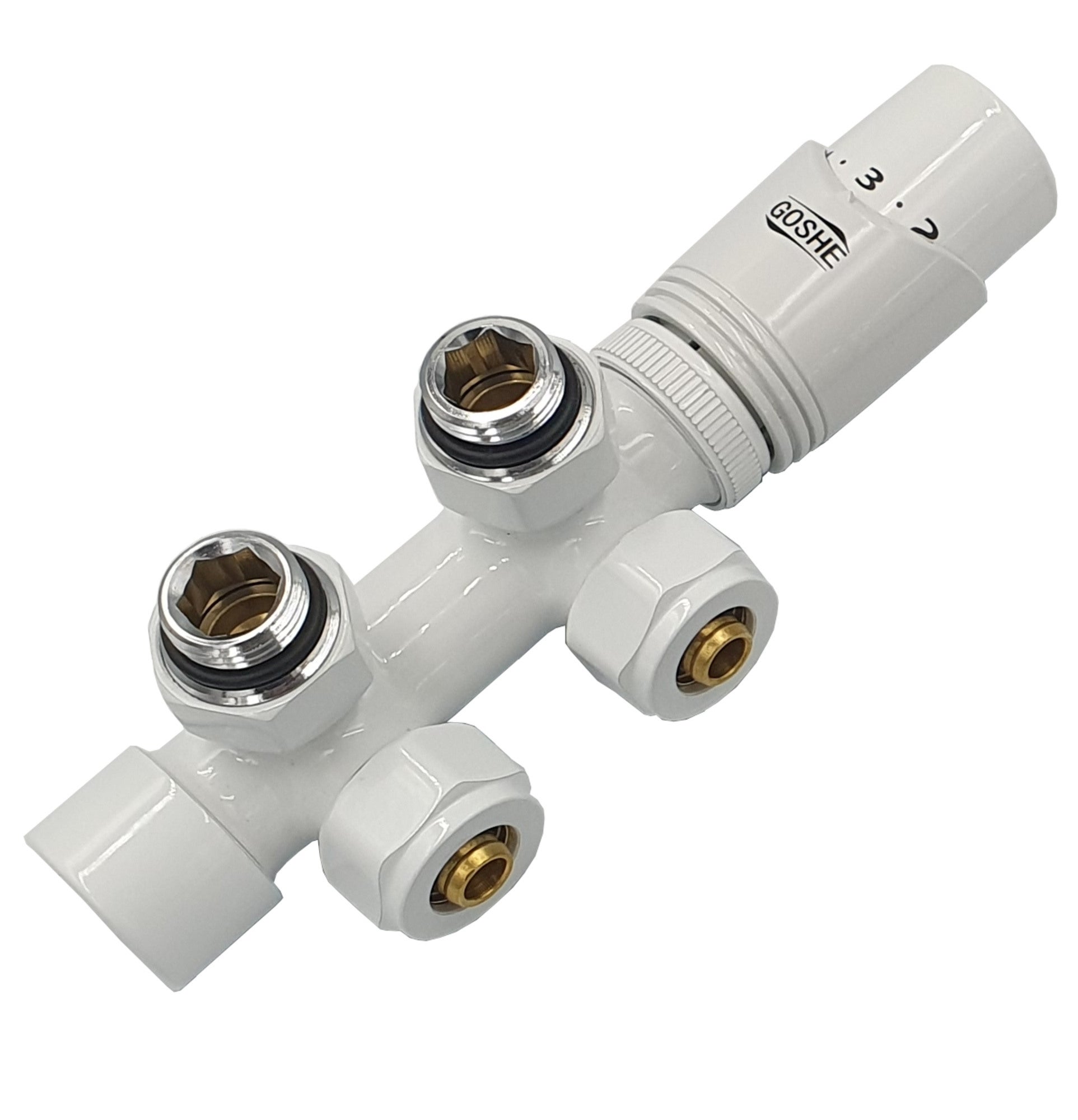 Zestaw termostatyczny kątowy biały GOSHE