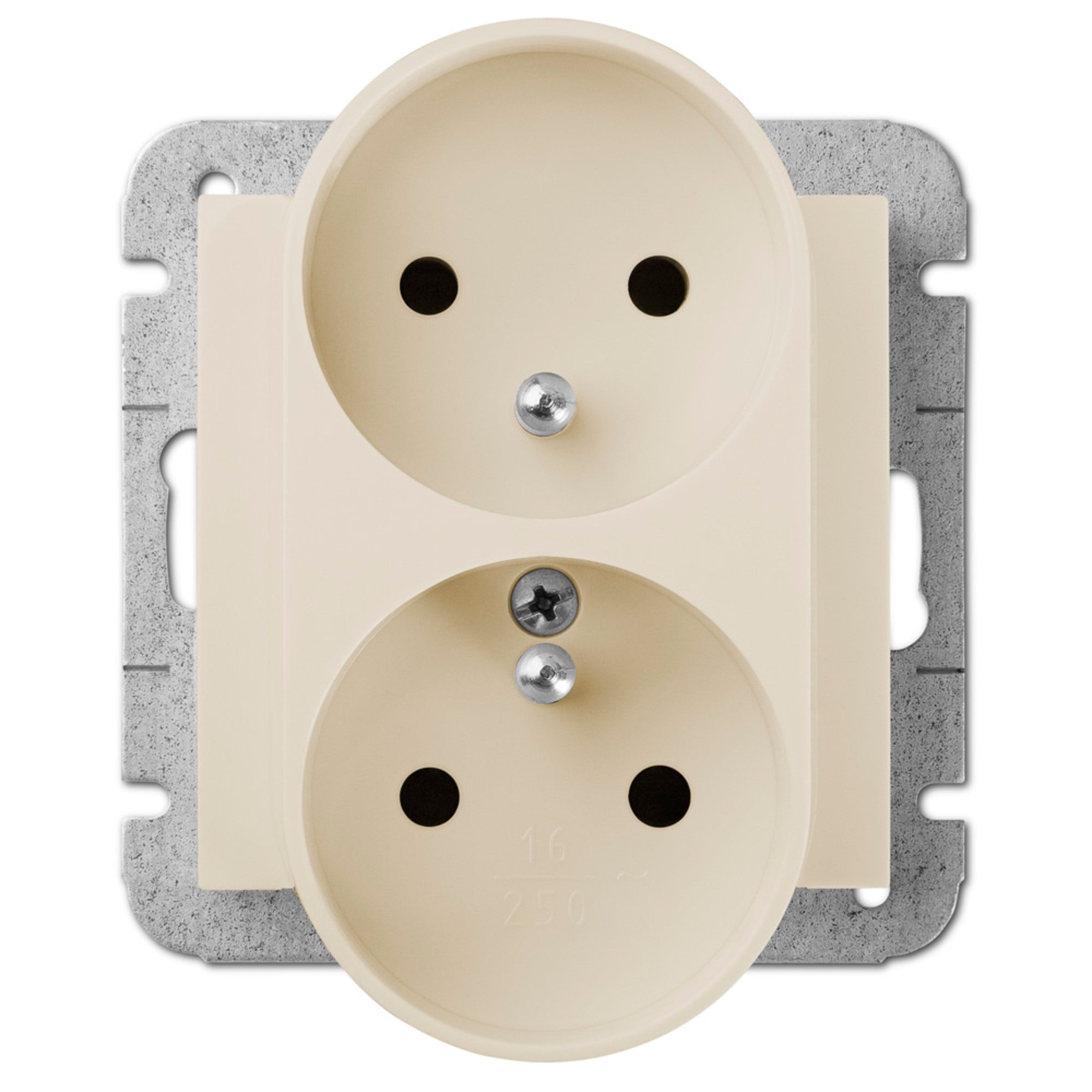 Carla krem gniazdo podwójne z uzieminiem z ramką